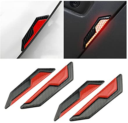 JNNJ 4 Stück Karbonfaser Auto Türkantenschutz, Auto Türkantenschutz Aufkleber, Universal Auto Stoßstange Guard Anti-Scratch Protector Trim Aufkleber für LKW(Rot)