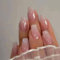 Angwis 24pcs Coffin False Nails Medium Length, Ombre Stick on Nails Glitter Pink Press Nails Ballerina Fake Nails Removable Glue-on Acrylic Full Cover Nails Women Girls Nail Art Accessories