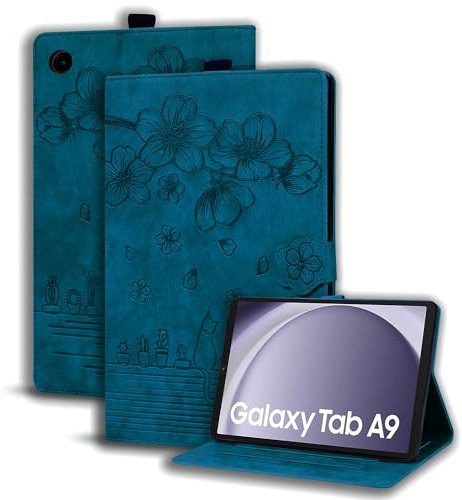 Succtopy Case for Samsung Galaxy Tab A9 8.7 Inch 2023 SM-X110/X115 Folio Flip PU Leather Protective Case Pen Holder Stand Wallet Cover Case Tablet Case Samsung Galaxy Tab A9 8.7 Inch 2023 Royal Blue