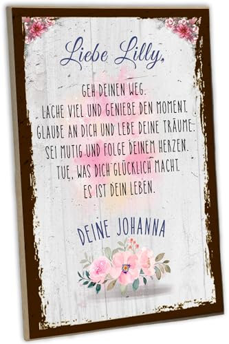 schilderkreis24: Personalisiertes Holzschild - 'Liebe [Name], geh deinen Weg und lebe deine Träume' - Inspirierende Dekoration und Geschenkidee