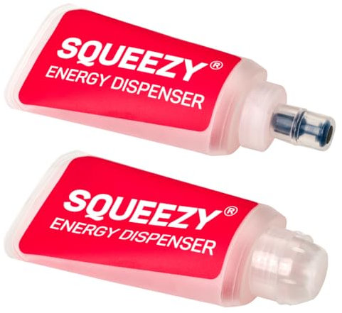 Squeezy Energy Dispenser Soft Flask 150 ml (Duo Pack), gourde flexible et pliable pour gels énergétiques et gels liquides, idéale pour les sports d'endurance