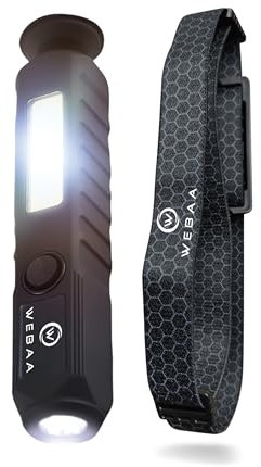 WEBAA Arbeitsleuchte Werkstattlampe Inspektionsleuchte Gelenkiger Magnetfuß Taschenlampe + Stirnband