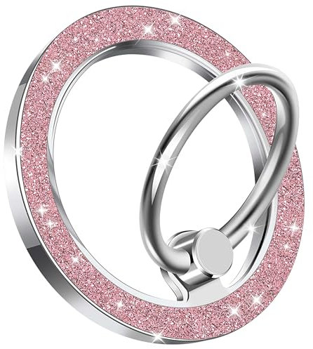 KOLIYALIC Magnetischer Handy-Ringhalter für MagSafe, niedlicher Twinkle Magnet Fingerring-Griff, Ständer, MagSafe-Zubehör für Damen, iPhone 16, 15, 14, 13 Pro Max Plus (rosa Glitzer)