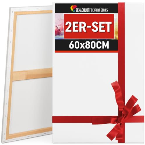 Zenacolor Leinwand Zum Bemalen 60x80 - Set aus 2 Canvas - Geeignet für alle Arten von Farben auf Leinwänden