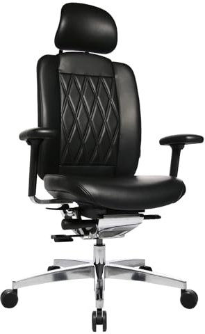 Wagner Alu Medic Limited S ergonomischer Profi Bürostuhl Drehstuhl Schreibtischstuhl mit bewegter Sitzfläche durch Dondola Gelenk echt Leder schwarz