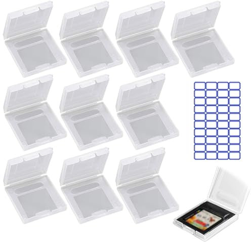 Kiuiom Hüllen Für Gameboy,Game Case Staubschutz,Game Cartridge Schutzhülle,Spielkartenetui Kunststoff,Transparent Kartenboxen,Für Gameboy Pocket,GB,GBC,GBP,10 Stück,Mit Etikettenaufkleber