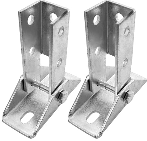 ITEVE.GD Adjustable Brace Fitting (Silver,2Pack),180 Degree Turn Joint Connector Bracket Fit for 1/2 Bolt in 1-5/8 Strut Channel, 0.196 Thickness, Single Channel Brace…