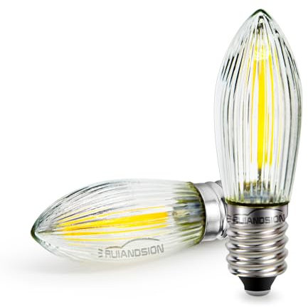 Ruiandsion E10 Nachtlichter LED Filament Chip AC 220V Weiß E10 Sockel LED Birne für Wandschrank Vitrinenleuchten 2er Pack