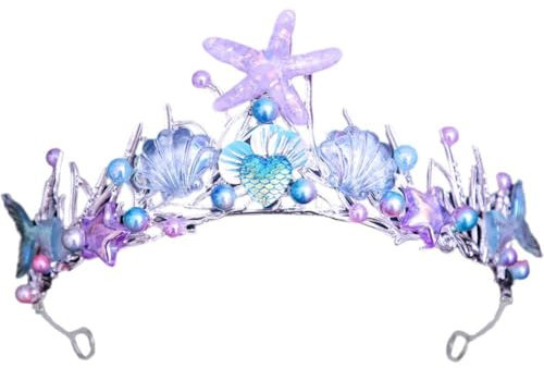 Meerjungfrau Krone Mädchen Kristall Tiara Krone Halloween Ozean Stil Kostüm Seestern Haarschmuck Für Frauen Mädchen Geburtstag Party Tiaras