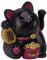 Chat porte-bonheur, 5,5 pouces, chat porte-bonheur, chat d'argent, bras ondulé électrique, chat porte-bonheur chinois, chat porte-bonheur japonais, bras agitant, décoration de chat (MLY11020-5 Noir)