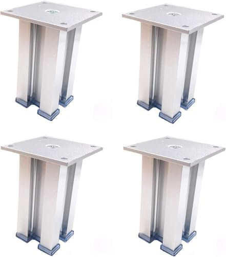 MOZ4dxy Sofafüße im modernen Stil, verstellbare Möbelfüße aus Aluminium, Ersatzfüße for Sofas, Couchschränke, 4 Stück rutschfest(Silver,10cm (3.93in))
