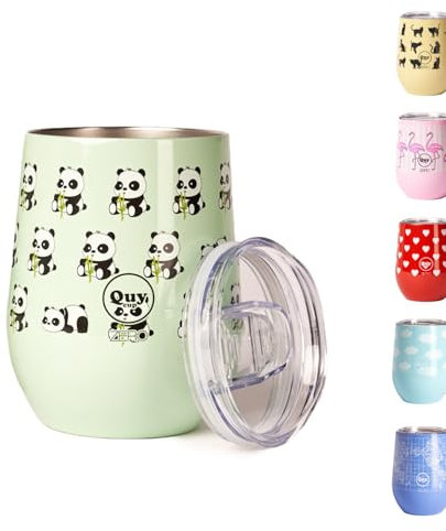 Tazza Termica in Acciaio Inossidabile con Tappo Termico - 300ml - Design Italiano Cup Thermo Panda (Doppia Parete) Mantiene: 6 ore caldo e 12 ore freddo | Ideale per Tisane, Thè, Latte