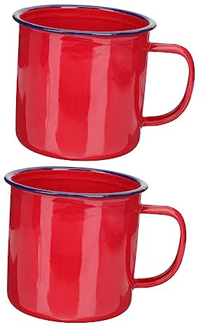 OKUMEYR 2stücke Emaille Teebecher Retro Emaille Tasse Trinkbecher Teeaufbewahrungstasse Aus Hochwertigem Material Für Kaffee Tee Milch Wasser Saft