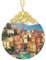 Wunderschöner runder Weihnachtsbaum aus Glas mit Italien-Druck, Weihnachtsschmuck für Weihnachtsfeiern, Heimdekoration, Geschenke