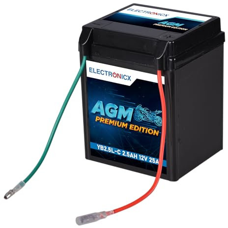 Electronicx AGM-Motorradbatterie YB2.5L-C 12V 2,5Ah – Wartungsfrei, Hohe Startkraft, Langlebig – Ideal für Motorräder, Roller, ATV und Rasenmäher