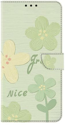 Lederhülle für Sony Xperia 5 IV Hülle Flip Stoßfeste Handyhülle Klappbare Premium Blumen Leder Kartenfächern Standfunktion Schutzhülle Klapphülle für Sony Xperia 5 IV Grün
