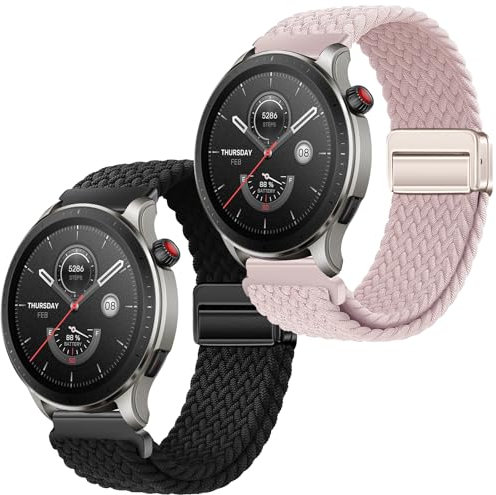 Gittos 22mm Magnétique Bracelet pour Amazfit GTR 4/GTR 4 Pro/GTR 3/GTR 3 Pro/GTR 2/GTR 2e/GTR 47mm Sport Remplacement pour Amazfit Balance/Bip 5/Stratos/Stratos 2/2S/3/Pace pour Homme Femme