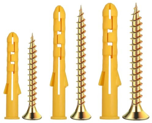 200 Stück Schrauben und Dübel-Set, Mauerwerk, Ziegel, Beton, Dübel, Dübel und Schrauben für Ziegel, Beton, Mauerwerk, Trockenbau, 3 verschiedene Größen