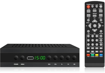 Decoder TDT HD - DVB-T2 H.265 HEVC Full HD PVR, USB, HDMI, SCART, sintonizzatore TV digitale terrestre con registratore, ricevitore digitale ad alta definizione Full HD 1080p. (DVBT2)