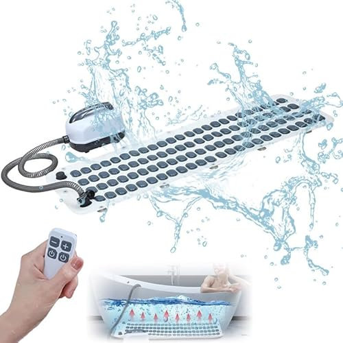 Tapis de bain de massage avec oreiller gonflable et télécommande – Machine d'hydrothérapie antidérapante pour une relaxation complète du corps et une expérience de bain moussant