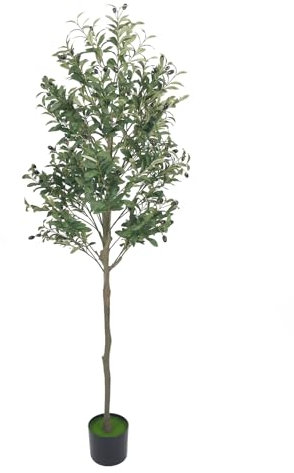 Künstliche Olivenbaum 180cm PE Künstlich Pflanzen Geruchslos Kunstpflanze groß Fake Tropische Plastikpflanzen Housewarming Geschenk für Haus Büro Garten
