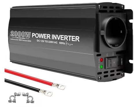 Convertisseur Pur Sinus 12 V 220 V 6000 W 5000 W 4000 W 3000 W Convertisseur 50 Hz CC vers CA 24 V 230 V Transformateur Tension Sinusoïdal Pur Prise Européenne Voiture Onduleur(2000W-24V-220V-50HZ)