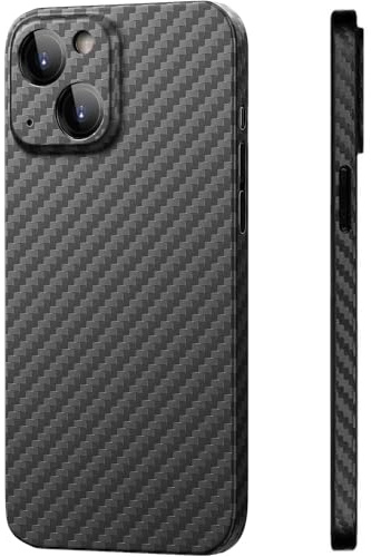 FAOMSEBS for iPhone 15 Plus Case, Carbon Fiber Texture, Ultra Thin Black | Slim Fit, Lightweight Grip, Wireless Charging, Flexible Body and Anti-Fingerprint Finish for Office, Travel and Daily Use