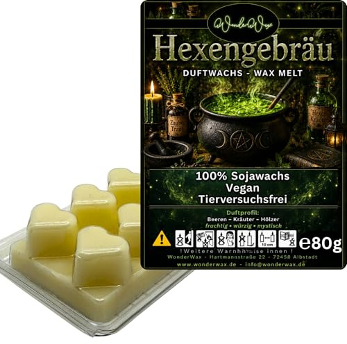 WonderWax® Duftriegel 6 x Duftwachs Herzen Weiß Hexengebräu | Farbe: Weiß | Raumduft für Duftlampen, Wax Melt, Sojawachs, Indoor Duftöl Wachs schmelzen für Aromalampe