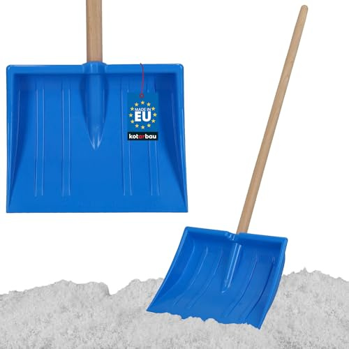 KOTARBAU® Schneeschaufel für Kinder - 25 x 20 cm - Schnee Schaufel mit Holzstiel - 82 cm - Kinderschaufel - Leicht & Sicher - Schneeschieber - Klein - Blau