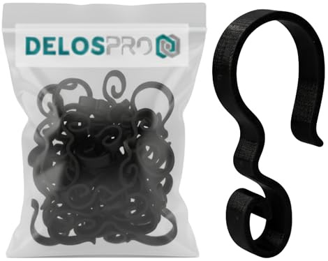DELOSPRO 60 Stück Dachrinnenhalter für Lichterketten, Verbesserte Dachrinnenhaken für Weihnachtsbeleuchtung, Universal Clips für LED Lichterketten Außen (schwarz)