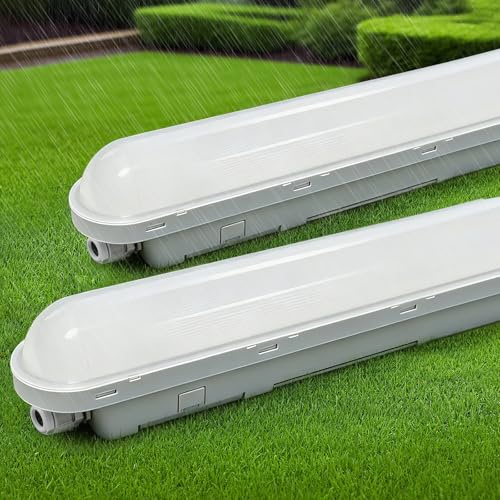 TONFFI 2 Stück Feuchtraumleuchte LED 150cm, 60W IP65 Feuchtraumlampe [7500LM, 6000K Kaltweiß] - Verknüpfbare Wannenleuchte für Bad, Keller, Garage, Werkstatt, Büro