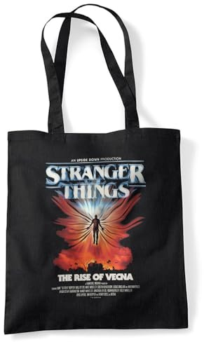 Stranger Things Vecna Rise Poster Mehrweg-Einkaufstasche, Schwarz