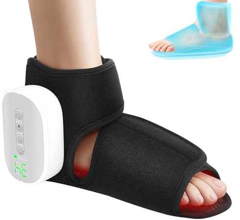 Kabelloses Fußmassagegerät, 4-IN-1 Fussmassagegerät Elektrisch mit Wärme, Luftkompression und Vibration Massage, Tragbar für Knöchel, Ferse, Fußsohle und Fußrücken (3000mAh Akku)