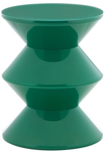 HowHomely Tisch Beistelltisch Couchtisch modern grün minimalistisch Sofatisch Nachttisch Kaffeetisch Seitentisch Ablagetisch Kunststoff geometrische Form kompakt Wohnzimmer