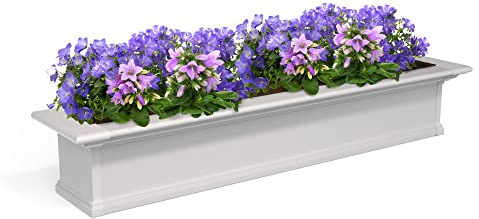 Mayne Yorkshire 60in Self-Watering Rectangular Window Box Planter, White