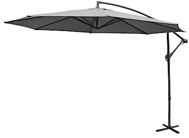 Alice's Garden - Parasol déporté Ø350cm - Hardelot - Coloris Gris. structure anthracite. manivelle anti-retour.