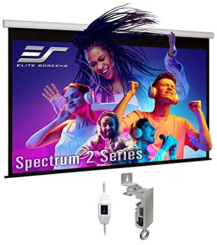 Elite Screens Spectrum 2 Electric Motorized Projector Screen, 110-Inch 16:9, 12-Inch Drop Down, MaxWhite FG 4K/8K UHD, SPM110H-E12