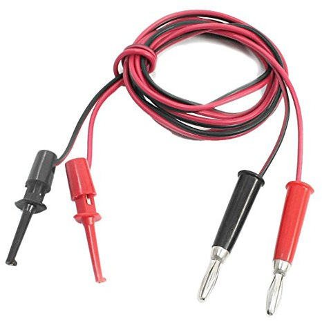 sourcing map Pair Test Hook Clip to Straight Banana Plug Connector Lead Cable 1M
