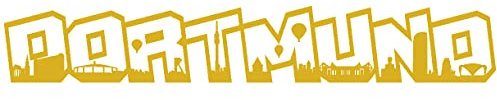 Samunshi® Wandtattoo Dortmund Schriftzug Skyline 120 x 18,7cm goldmetalleffekt
