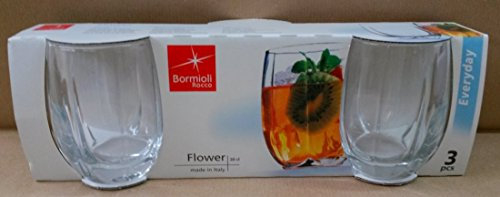 SET 3 PZ BICCHIERI BICCHIERE VINO IN VETRO FLOWER EVERYDAY 20 cl BORMIOLI ROCCO
