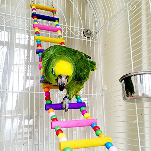Wood Climbing Ladder Toy for Bird Parrot Budgie Parakeet Cockatiel Macaw African Grey Cockatoo Rat Gerbil Mice Chinchilla Guinea Pig Squirrel Cage Perch