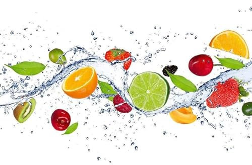 Vlies Fototapete OBST IN WASSER 375 x 250 cm | Vliestapete - Wandtapete inklusive Kleister | PREMIUM VLIES QUALITÄT