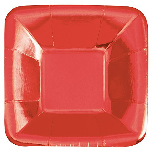 12cm Foil Red Square Paper Appetiser Plates, Pack of 8