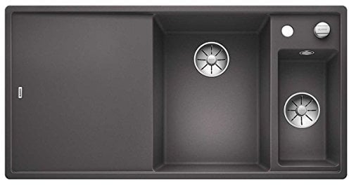 Blanco 523490 Fregadero de Cocina de Granito, Piedra Gris, 60 cm Unterschrank | Hauptbecken rechts | mit Glasschneidbrett