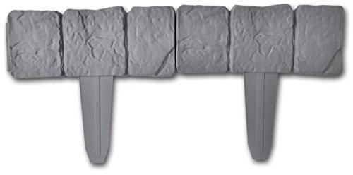 Festnight Kunststoff Gartenzaun Rasenkante Beeteinfassung Beetumrandung L?nge von 10 m Grau Steinoptik 41 tlg.