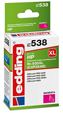 edding Druckerpatrone EDD-538 - Einzelpatrone - Magenta - 12 ml - Reichweite 1030 Seiten - Ersetzt HP 935XL (C2P25AE)