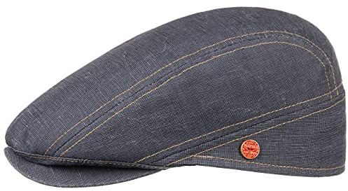 Mayser Delian UV-Schutz Flatcap Baumwollcap Schirmmütze Schiebermütze Sommercap Leinencap Herren - Made in The EU mit Schirm, Schirm Sommer Frühling-Sommer - 56 cm blau