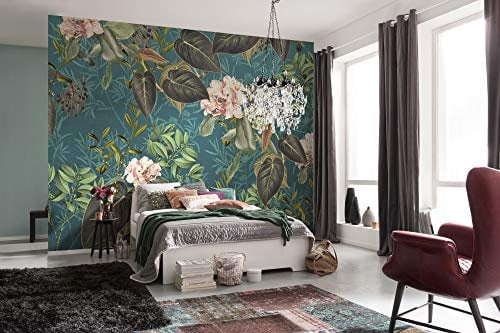 Komar Vlies Fototapete Jacinta - Größe: 350 x 250 cm - 7 Bahnen, Bahnbreite 50 cm - floral, Dschungel, Tapete, Dekoration, Wandtapete, Wandbild, Wandbelag, Designtapete - X7-1039