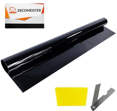 Tönungsfolie Fenster 50x300 cm | Sonnenschutzfolie innen selbstklebend für UV-Schutz & Privatsphäre | Verdunkelungsfolie ideal für Auto & Büro | Scheibentönungsfolie | VLT 5% Super Dark Black