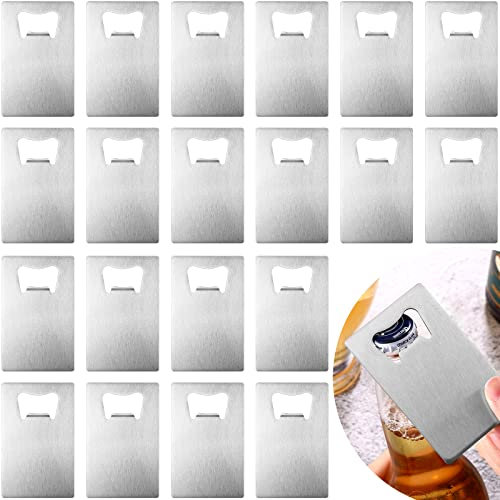 40 Pieces Credit Card Bottle Opener Stainless Steel Poker Wallet Bottle Opener for Christmas Gifts Can Be Carved for DIY Wedding Favor Groomsmen Gift(Silver)
